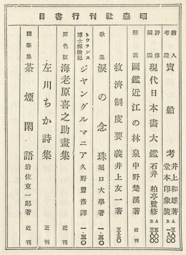 1936年10月の昭森社刊行書目03