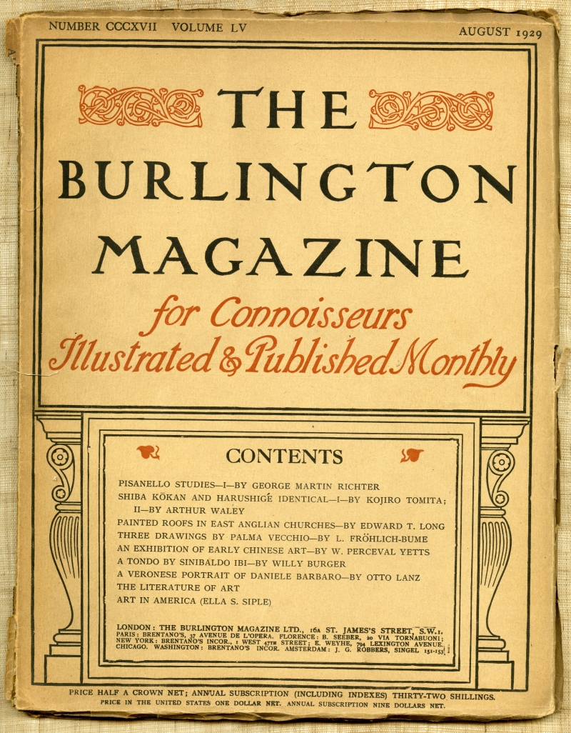 『Burlington Magazine』1929年8月号の表紙