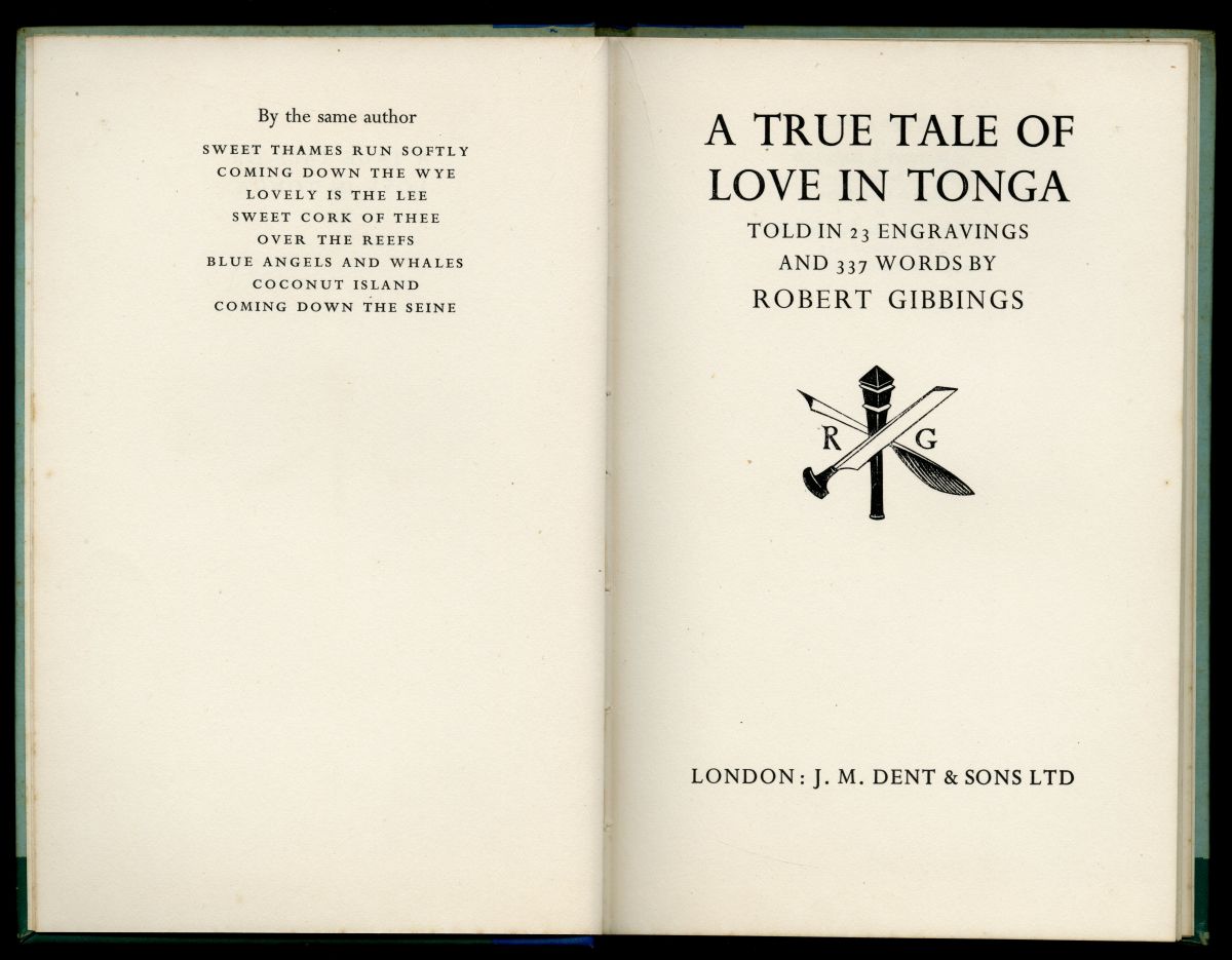 『A TRUE TALE OF LOVE IN TONGA』（1954年 J.M.DENT & SONS版） 扉