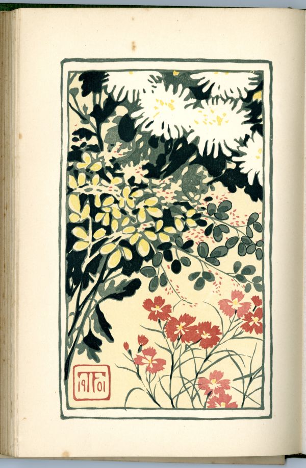 藤島武二の木版　菊。萩。なでしこ