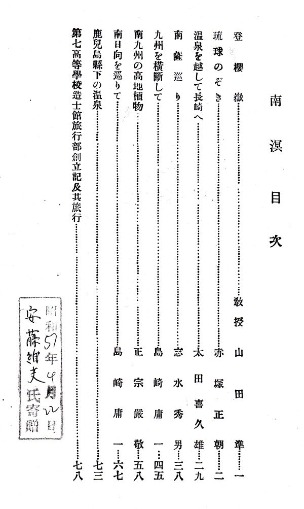 1924南溟_目次