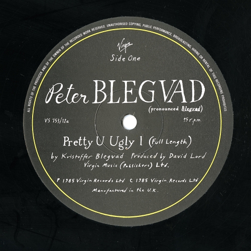 Peter Blegvad『Pretty U Ugly I』（1985年、Virgin）12インチ盤A面ラベル