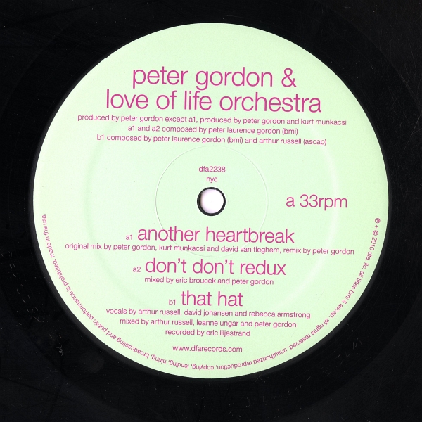 Peter Gordon & Love Of Life Orchestra『Another Heartbreak / Don't Don't Redux』（2010年、DFA、dfa2238）a面ラベル