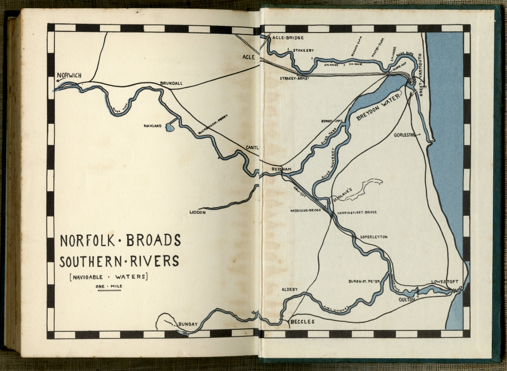 『オオバンクラブの無法者（COOT CLUB）』（Jonathan Cape、初版1934年11月）の後見返しの地図