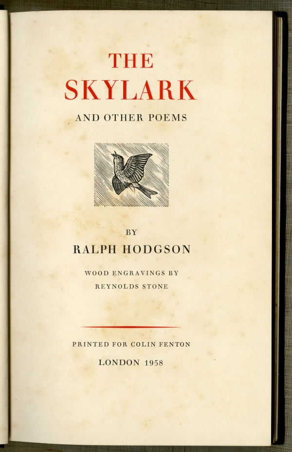 Ralph Hodgson『THE SKYLARK』（1958年、Colin Fenton）扉