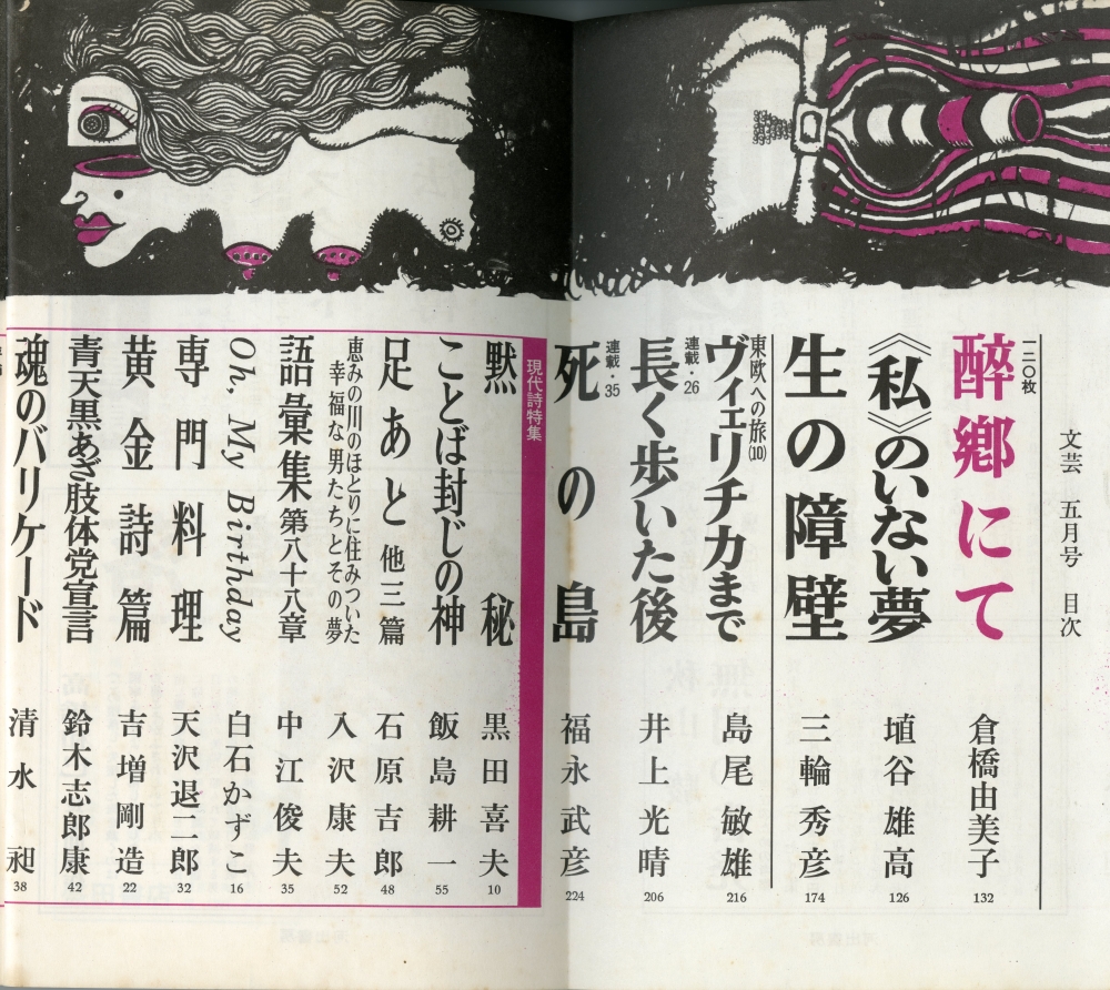 『文芸』1969年5月号（河出書房）目次01