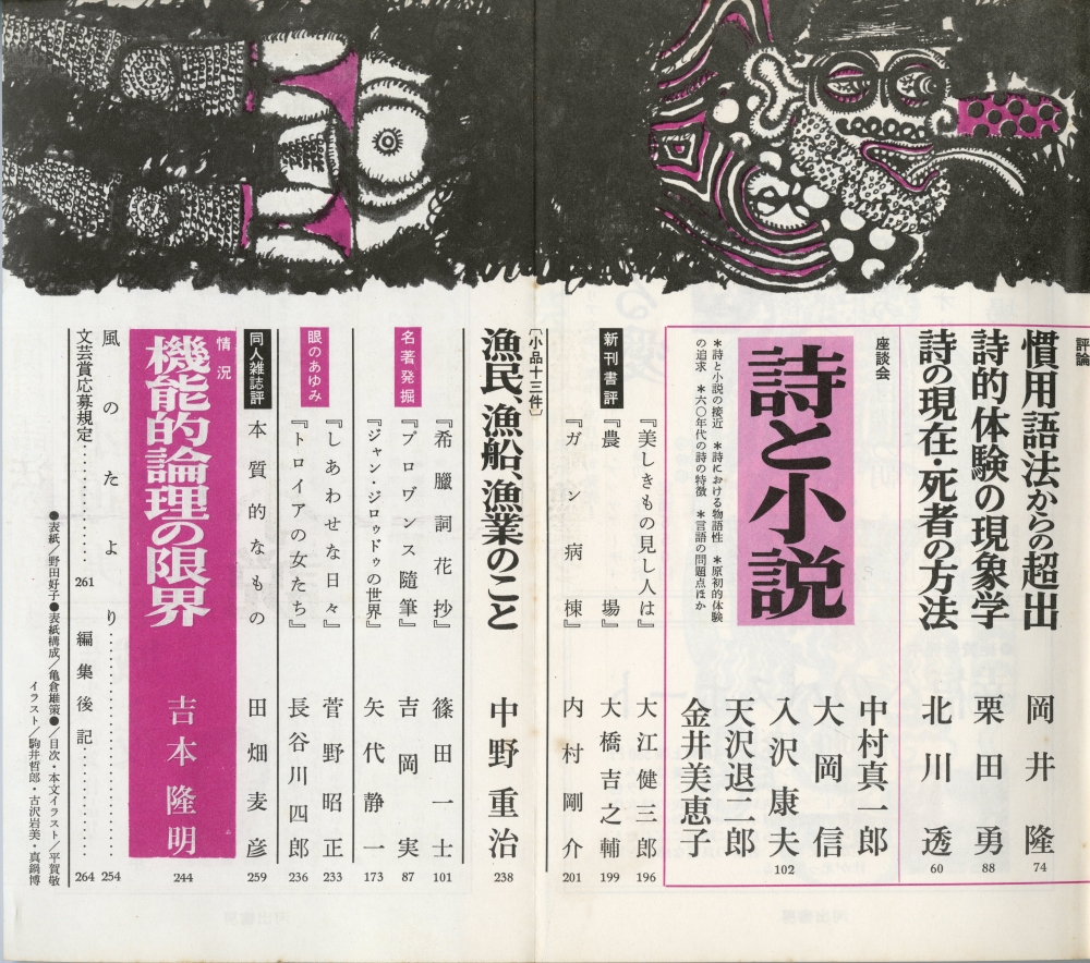『文芸』1969年5月号（河出書房）目次02