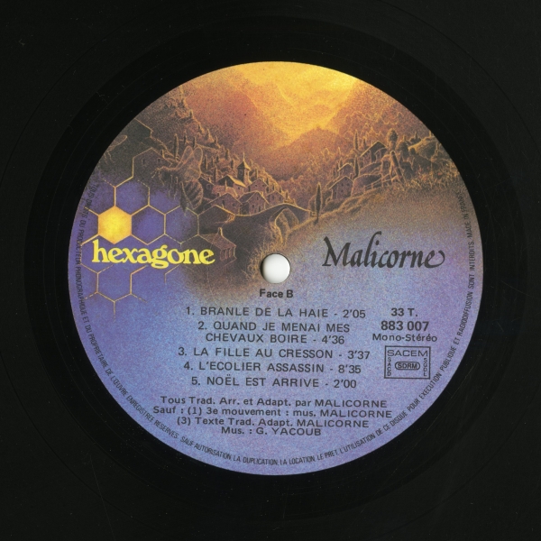 Malicorne『Almanach』（1976年、hexagone）ラベル Face B