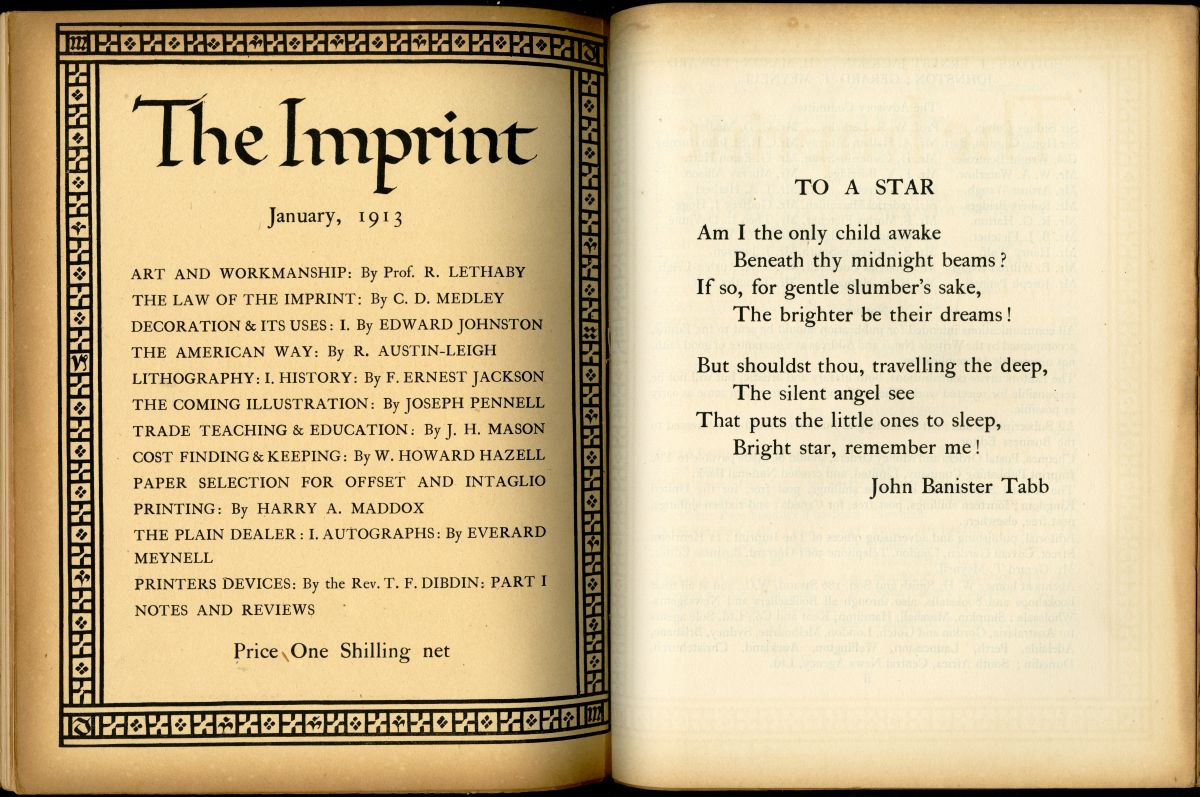『The Imprint』2月号の表紙2と巻頭の詩