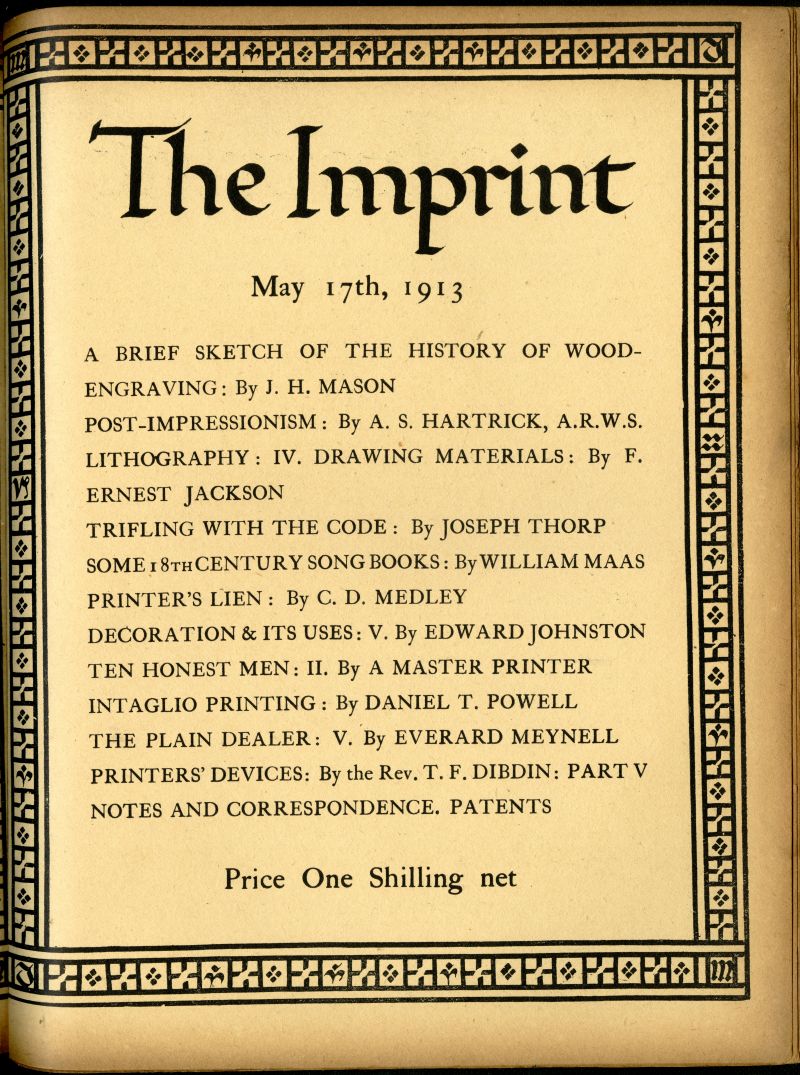 『The Imprint』May 17, 1913　第1巻第5号表紙