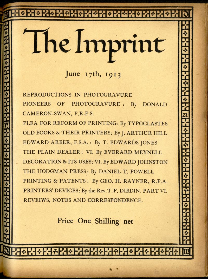 『The Imprint』June 17, 1913　第1巻第6号表紙