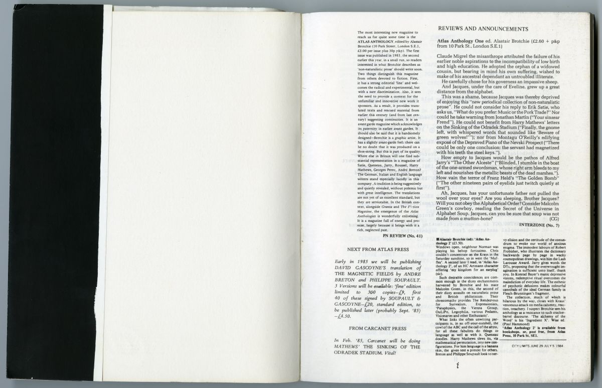 『ATLAS ANTHOLOGY 2』（1984年、Atlas Press）の最初のページ02