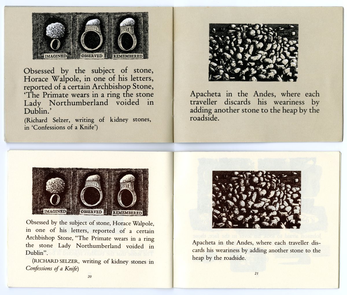 『Stones in My Passway』（上・1984年版、下・2002年版）「IMAGINED OBSERVED REMEMBERED」