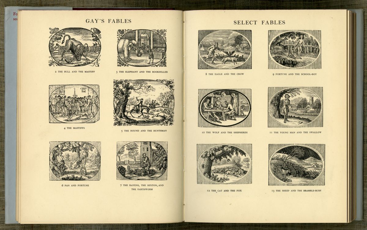 『トマス・ビュイックの木口木版画』「GAY'S FABLES」「SELECT FABLES」のページから