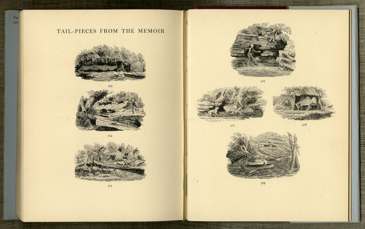 『トマス・ビュイックの木口木版画』「TAIL-PIECES FROM THE MEMOIR」のページから