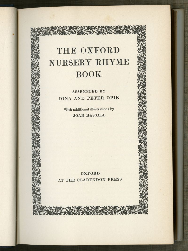 『オックスフォード版ナーサリーライムの本（The Oxford Nursery Rhyme Book）』扉 