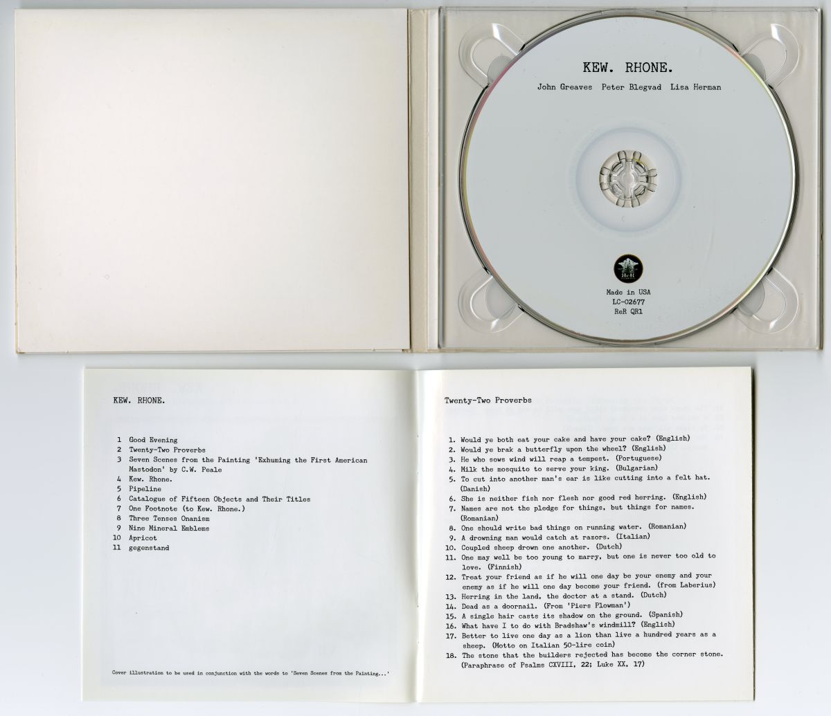 『Kew. Rhone.』（2015年、ReR Megacorp）CD02
