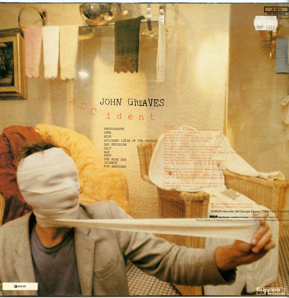 John Greaves『Accident』（1982年、Europa Records）裏