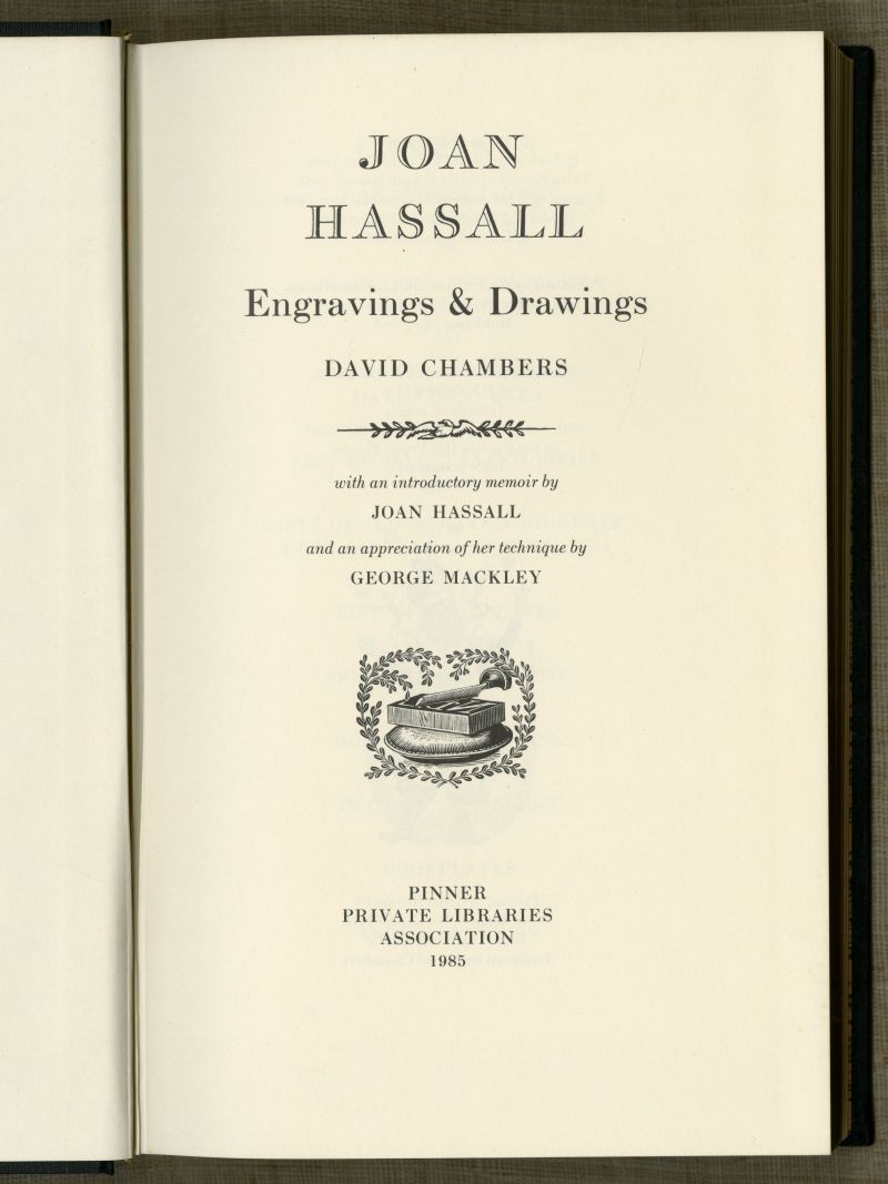 『Joan Hassall: engravings and drawings』（1985年）扉