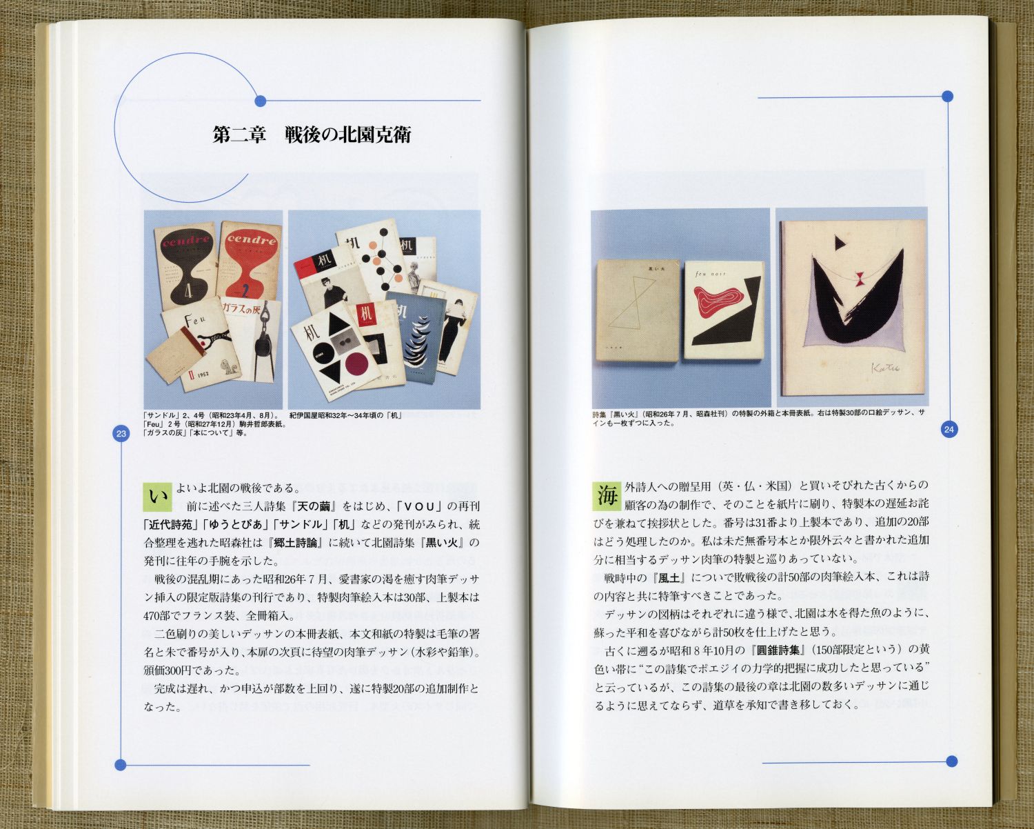 佐々木桔梗『日本の肉筆絵入本　北園克衛を中心に』（2003年、書肆ひやね）第二章冒頭