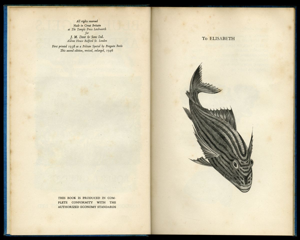 『BLUE ANGELS AND WHALES』（1946年 J.M.DENT & SONS版）刊記