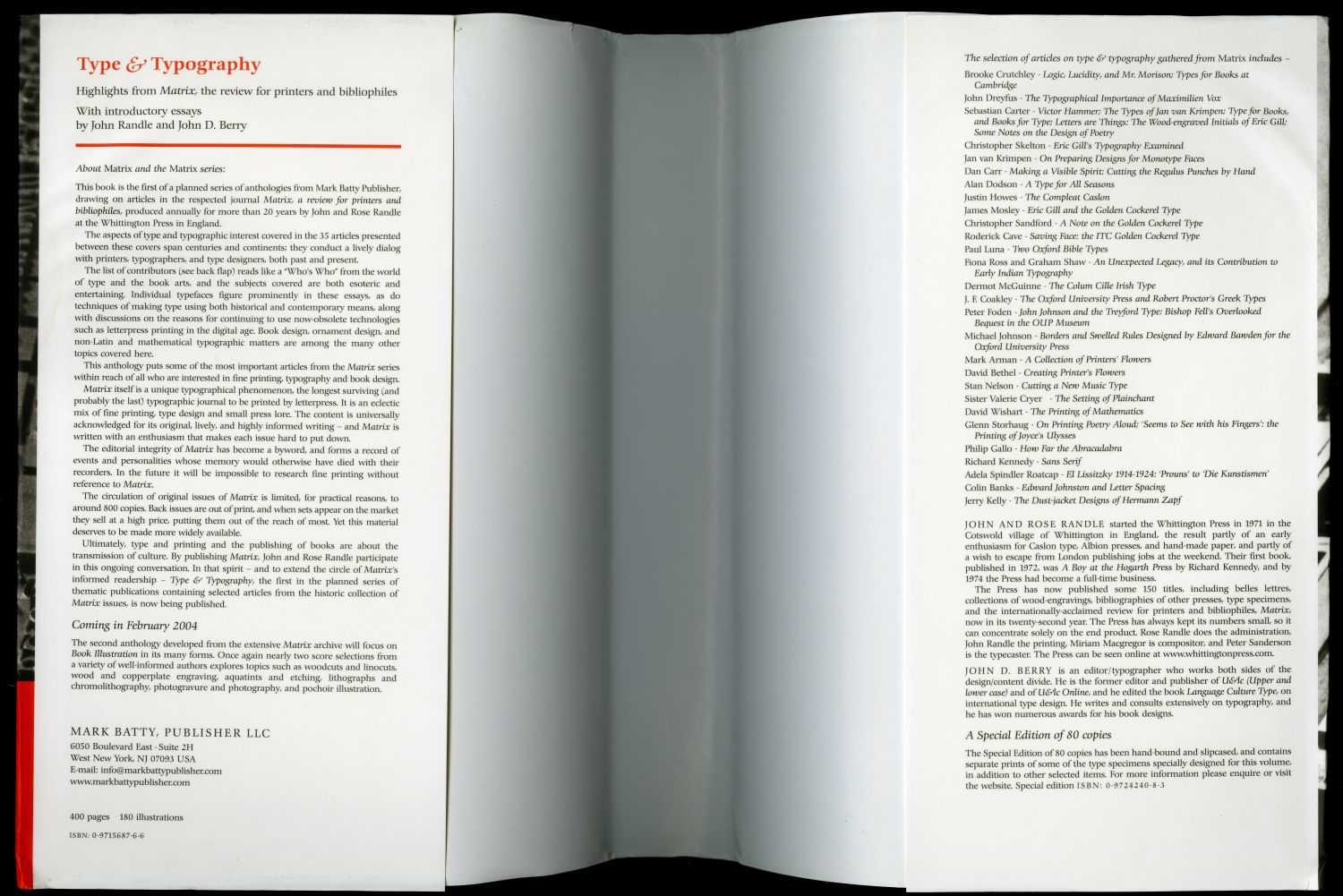 『Type & Typography』（2003年、Mark Batty Publisher）ダストラッパー02