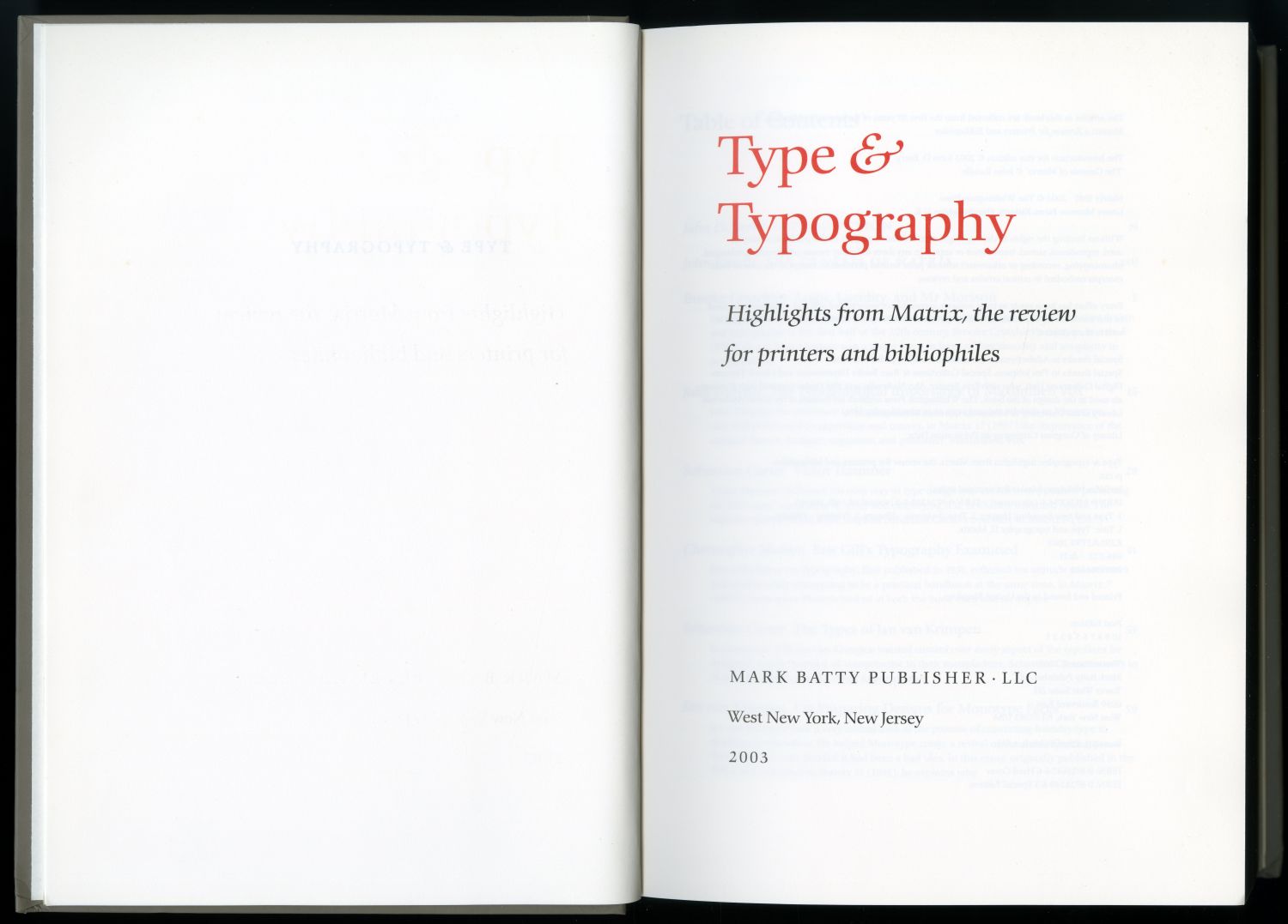 『Type & Typography』（2003年、Mark Batty Publisher）扉