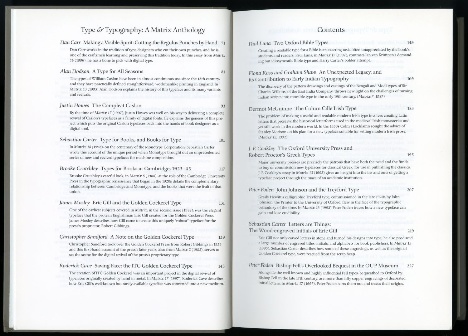 『Type & Typography』（2003年、Mark Batty Publisher）刊記と目次02