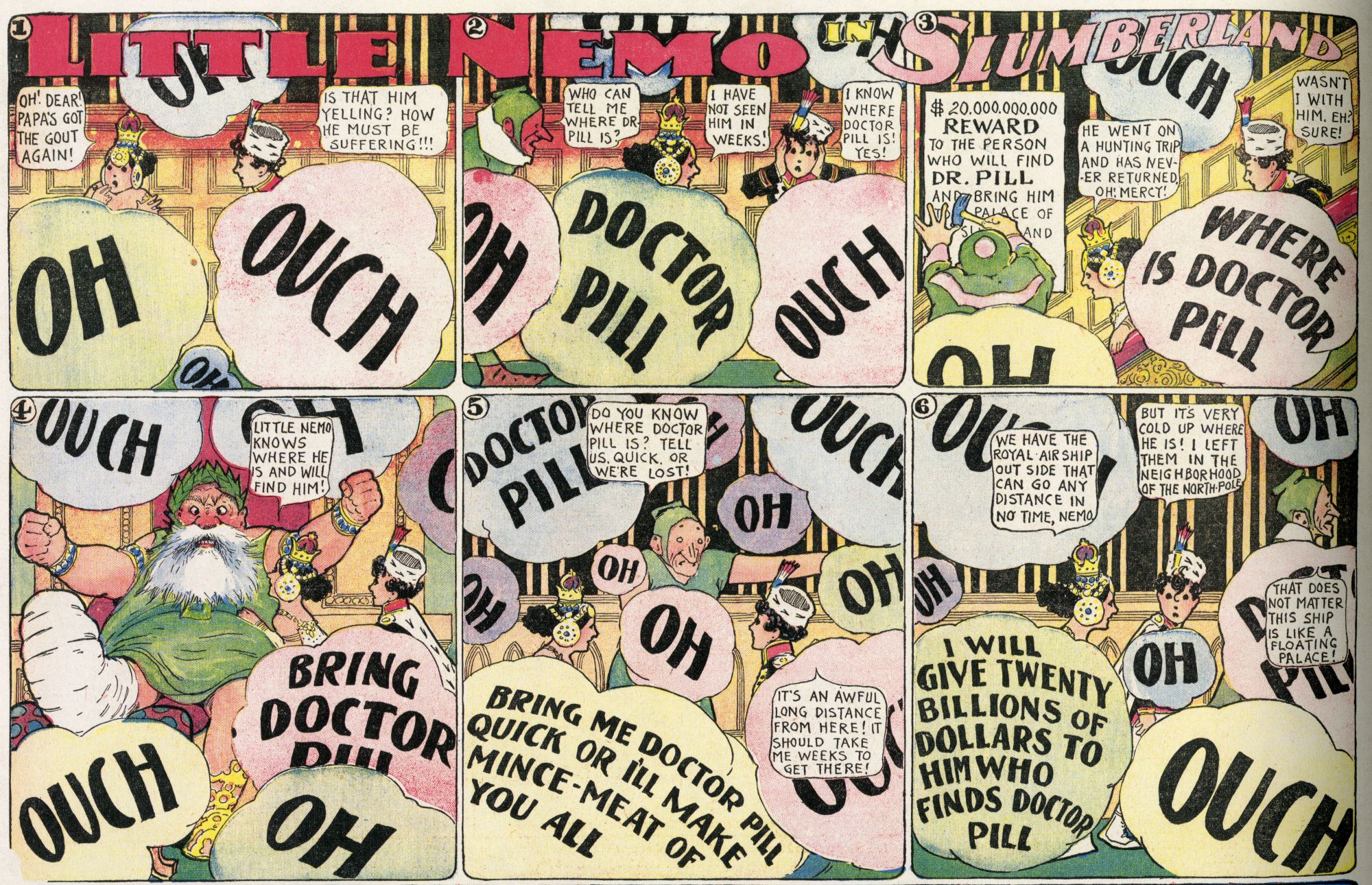 Winsor McCay『THE COMPLETE LITTLE NEMO 1905-1927』（2014、Taschen）から1910年1月2日の漫画の一部