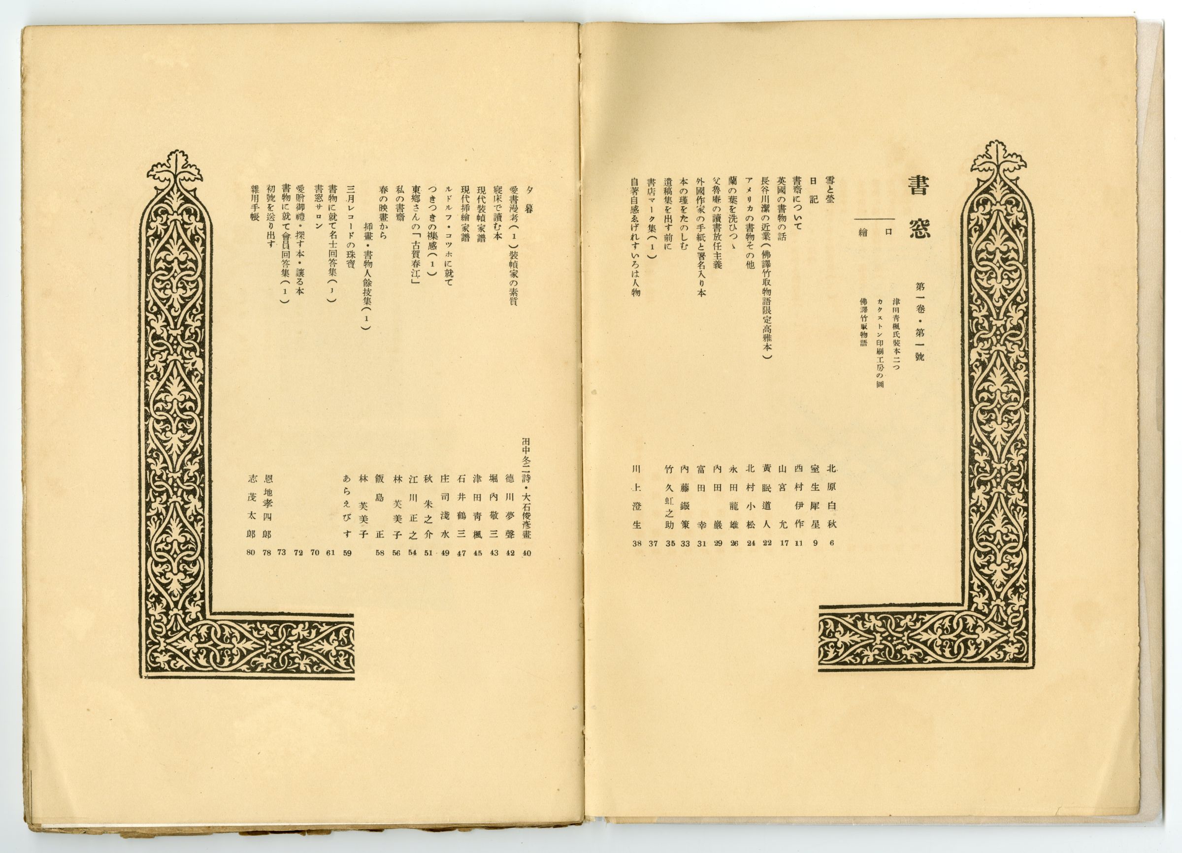『書窓』創刊号目次